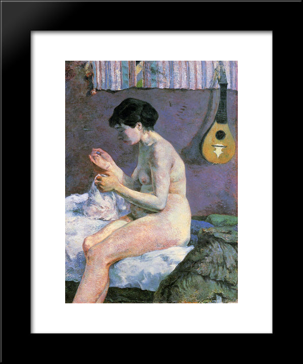 Suzanne Sewing - Study Of A Nude 20x24 Black Modern Wood Framed Art Print Poster by Gauguin, Paul