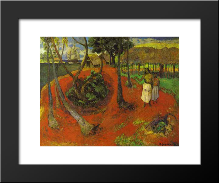 Tahitian Idyll 20x24 Black Modern Wood Framed Art Print Poster by Gauguin, Paul