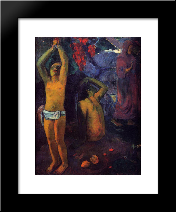 Tahitian Man With His Arms Raised 20x24 Black Modern Wood Framed Art Print Poster by Gauguin, Paul