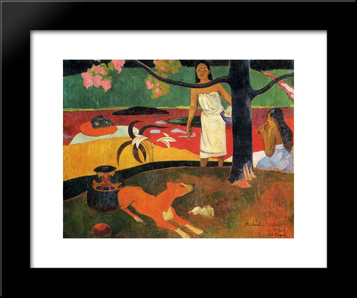 Tahitian Pastorale 20x24 Black Modern Wood Framed Art Print Poster by Gauguin, Paul