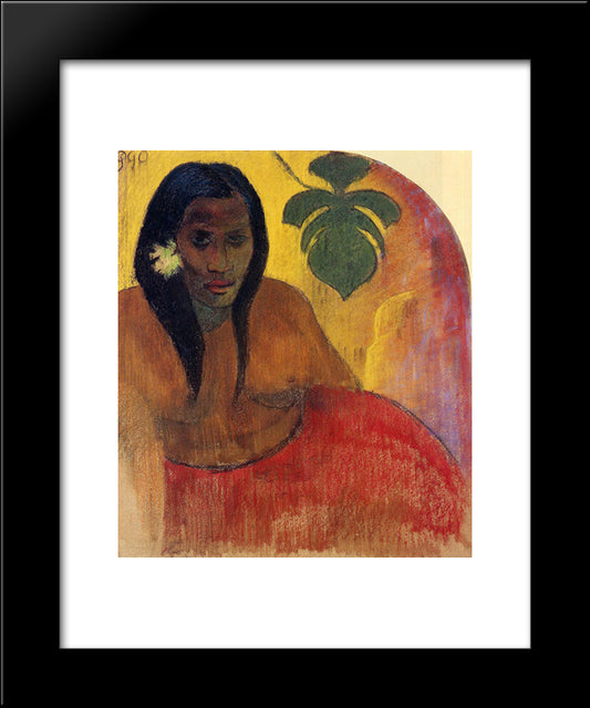 Tahitian Woman 20x24 Black Modern Wood Framed Art Print Poster by Gauguin, Paul