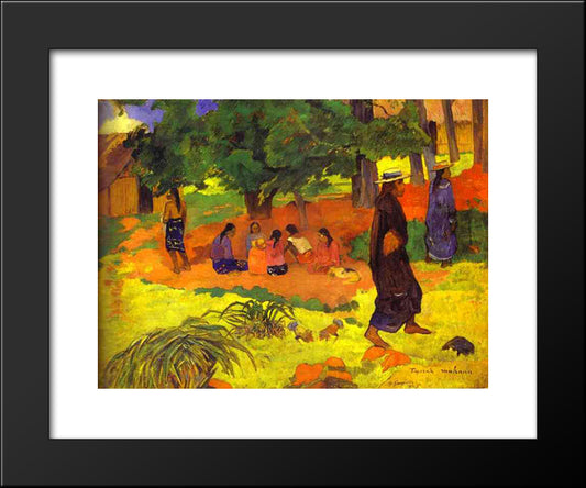 Taperaa Mahana 20x24 Black Modern Wood Framed Art Print Poster by Gauguin, Paul