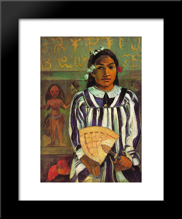 Tehamana Has Many Parents (The Ancestors Of Tehamana) 20x24 Black Modern Wood Framed Art Print Poster by Gauguin, Paul