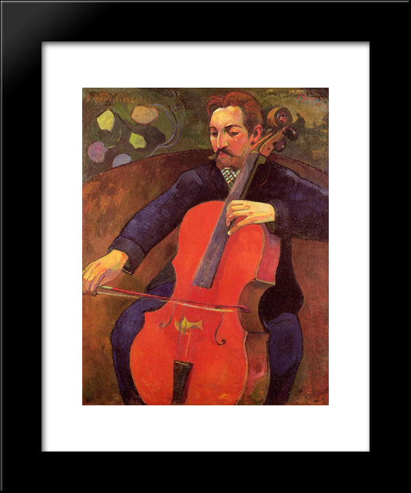 The Cellist (Portrait Of Upaupa Scheklud) 20x24 Black Modern Wood Framed Art Print Poster by Gauguin, Paul