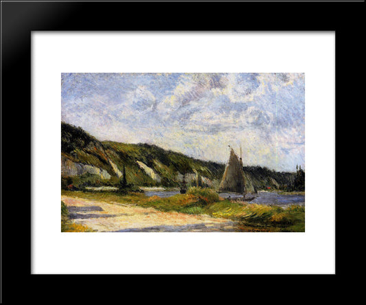 The Cliffs Of Le-Bouille 20x24 Black Modern Wood Framed Art Print Poster by Gauguin, Paul