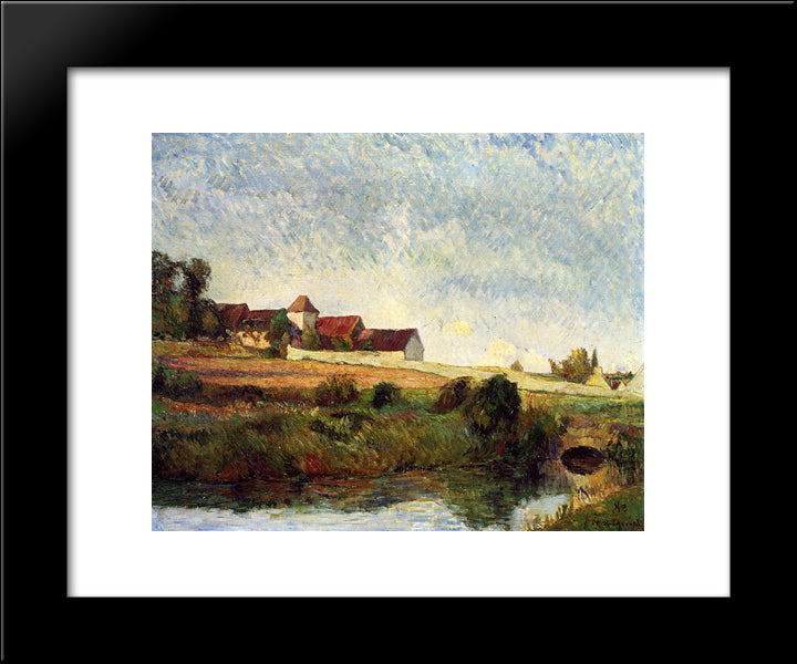 The Farm In Grue 20x24 Black Modern Wood Framed Art Print Poster by Gauguin, Paul