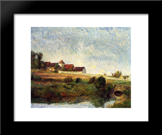 The Farm In Grue 20x24 Black Modern Wood Framed Art Print Poster by Gauguin, Paul