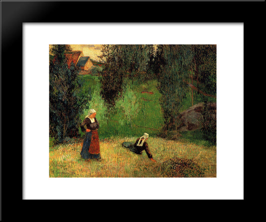 The First Flowers 20x24 Black Modern Wood Framed Art Print Poster by Gauguin, Paul