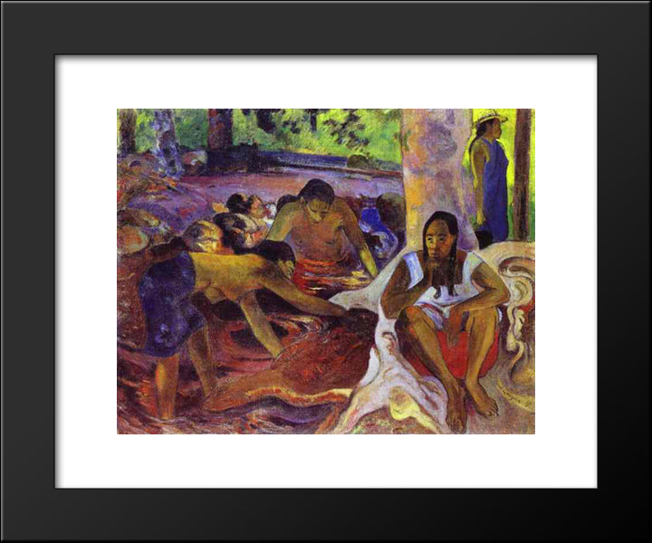 The Fisherwomen Of Tahiti 20x24 Black Modern Wood Framed Art Print Poster by Gauguin, Paul