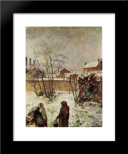 The Garden In Winter, Rue Carcel 20x24 Black Modern Wood Framed Art Print Poster by Gauguin, Paul