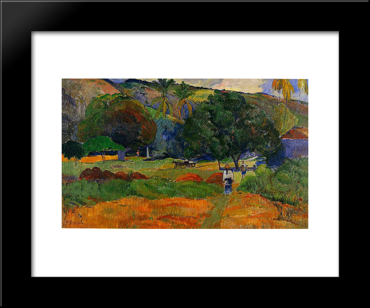 The Little Valley 20x24 Black Modern Wood Framed Art Print Poster by Gauguin, Paul