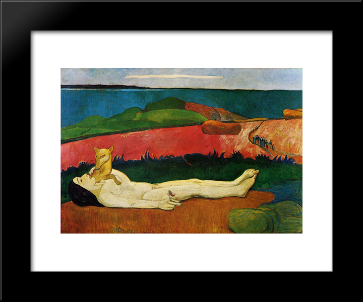 The Loss Of Virginity (Awakening Of Spring) 20x24 Black Modern Wood Framed Art Print Poster by Gauguin, Paul