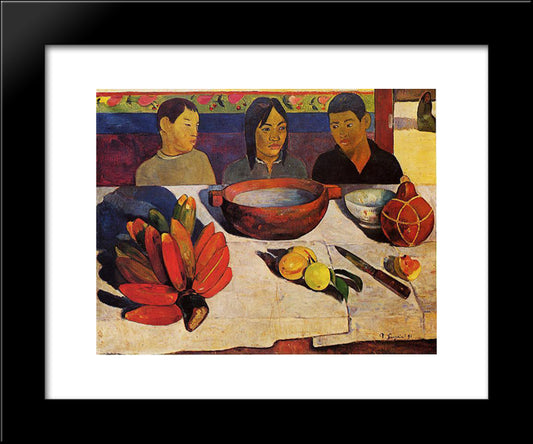 The Meal (The Bananas) 20x24 Black Modern Wood Framed Art Print Poster by Gauguin, Paul