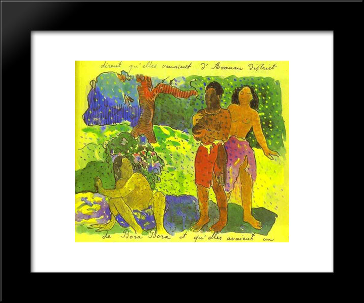 The Messengers Of Oro 20x24 Black Modern Wood Framed Art Print Poster by Gauguin, Paul