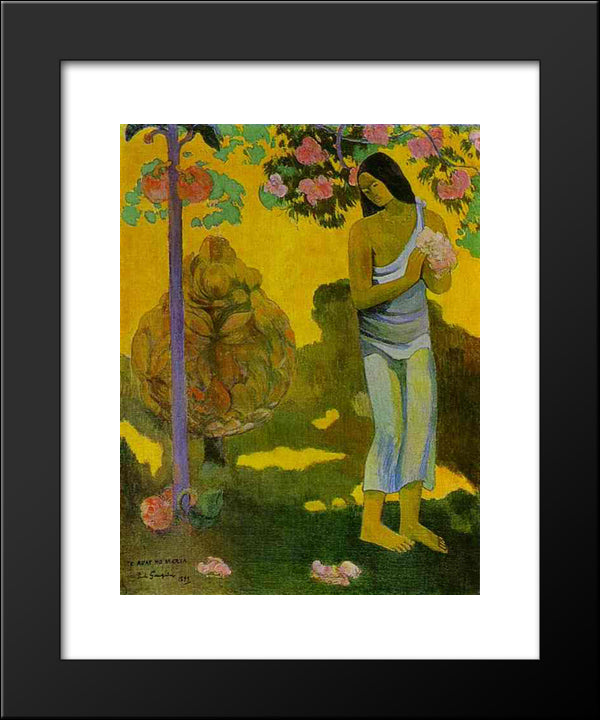 The Month Of Maria 20x24 Black Modern Wood Framed Art Print Poster by Gauguin, Paul