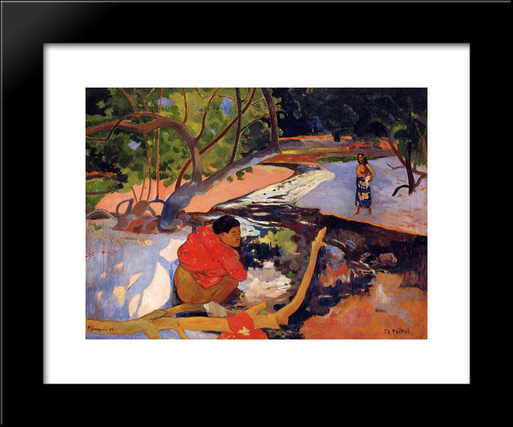 The Morning 20x24 Black Modern Wood Framed Art Print Poster by Gauguin, Paul