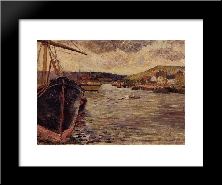 The Port Of Rouen 20x24 Black Modern Wood Framed Art Print Poster by Gauguin, Paul