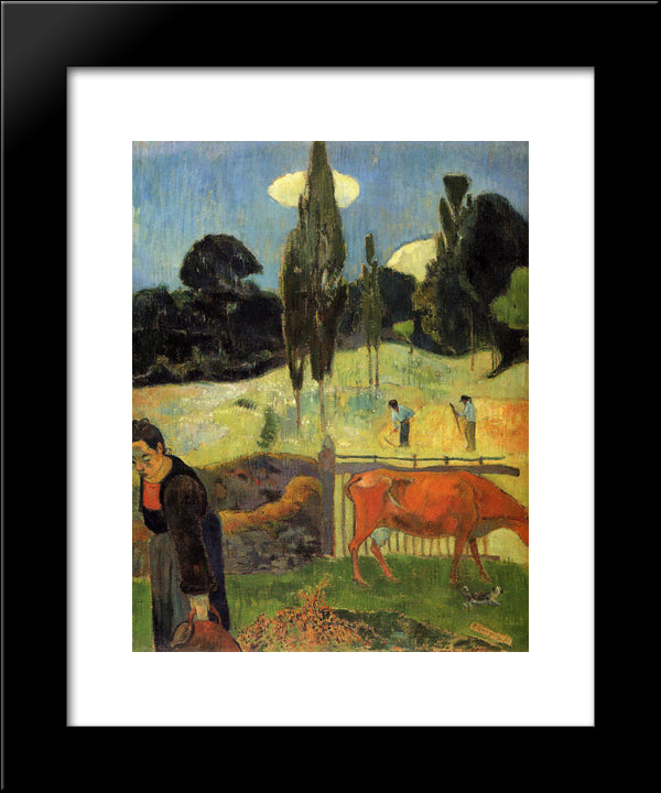 The Red Cow 20x24 Black Modern Wood Framed Art Print Poster by Gauguin, Paul