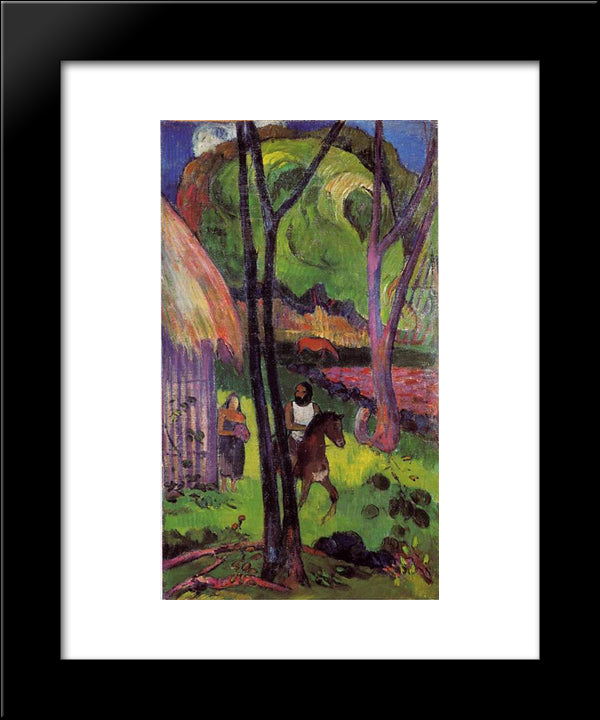 The Rider In Front Of The Hub 20x24 Black Modern Wood Framed Art Print Poster by Gauguin, Paul