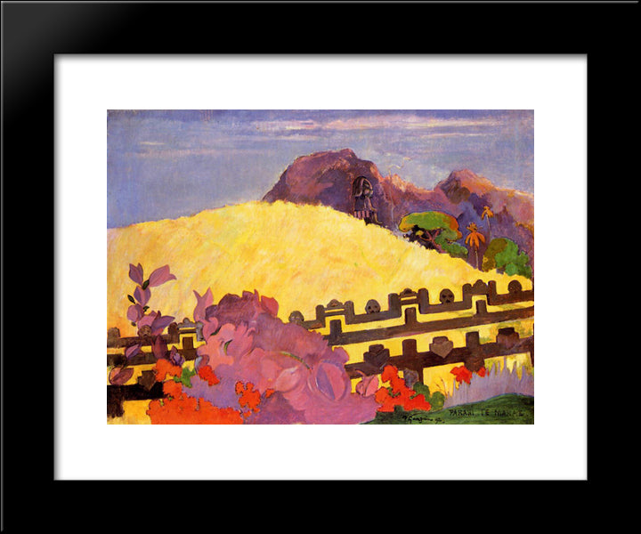 The Sacred Mountain 20x24 Black Modern Wood Framed Art Print Poster by Gauguin, Paul