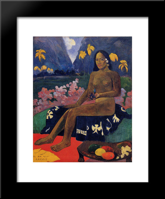 The Seed Of The Areoi 20x24 Black Modern Wood Framed Art Print Poster by Gauguin, Paul