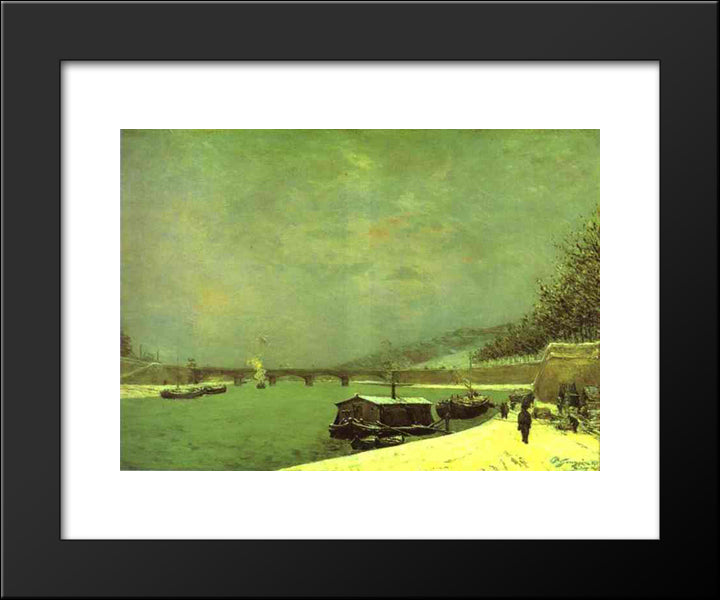 The Seine At The Pont D'Iena 20x24 Black Modern Wood Framed Art Print Poster by Gauguin, Paul