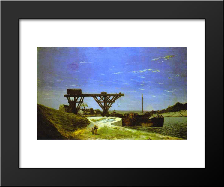 The Seine In Paris 20x24 Black Modern Wood Framed Art Print Poster by Gauguin, Paul