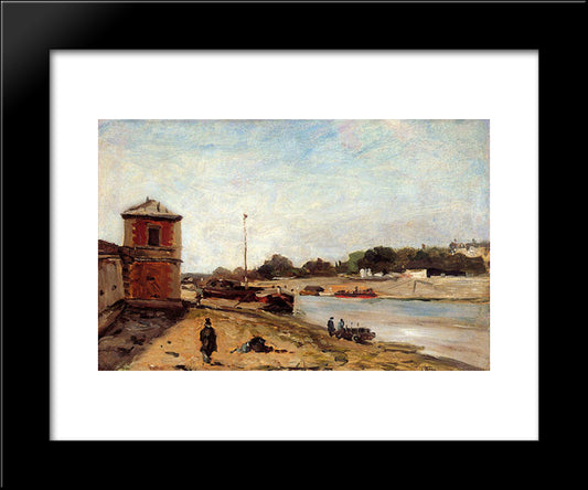 The Seine Opposite The Wharf De Passy 20x24 Black Modern Wood Framed Art Print Poster by Gauguin, Paul