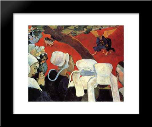 The Vision After The Sermon (Jacob Wrestling With The Angel) 20x24 Black Modern Wood Framed Art Print Poster by Gauguin, Paul