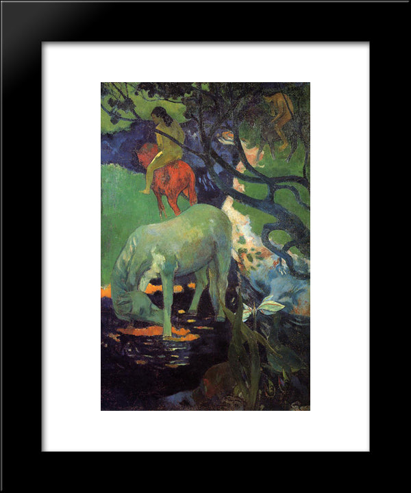 The White Horse 20x24 Black Modern Wood Framed Art Print Poster by Gauguin, Paul