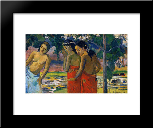 Three Tahitian Women 20x24 Black Modern Wood Framed Art Print Poster by Gauguin, Paul