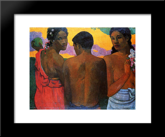 Three Tahitians 20x24 Black Modern Wood Framed Art Print Poster by Gauguin, Paul