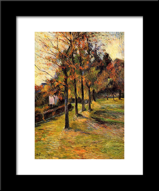 Tree Linen Road, Rouen 20x24 Black Modern Wood Framed Art Print Poster by Gauguin, Paul