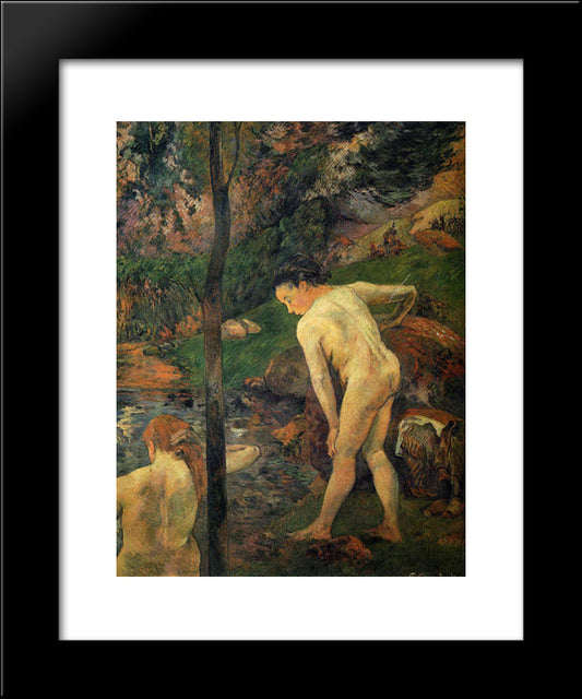 Two Girls Bathing 20x24 Black Modern Wood Framed Art Print Poster by Gauguin, Paul