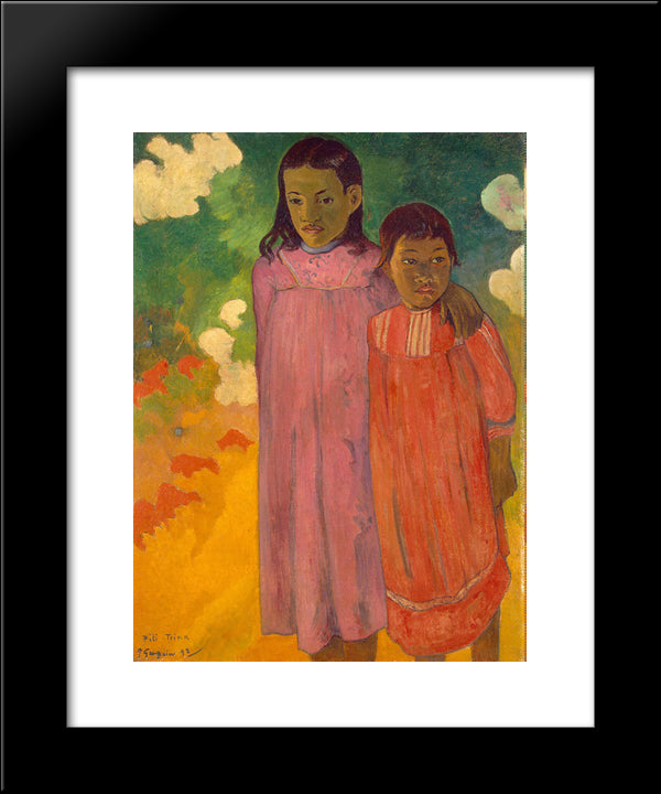 Two Sisters 20x24 Black Modern Wood Framed Art Print Poster by Gauguin, Paul