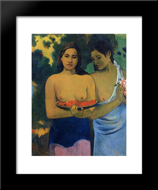 Two Tahitian Women 20x24 Black Modern Wood Framed Art Print Poster by Gauguin, Paul