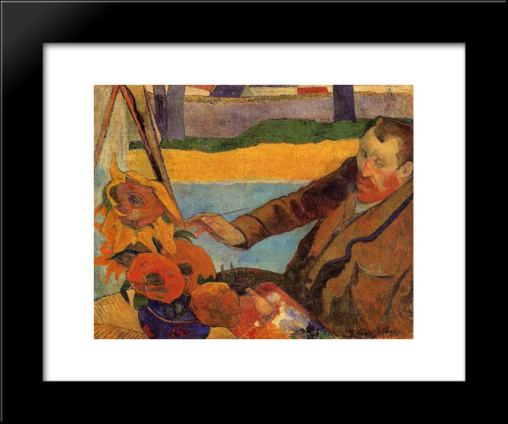 Van Gogh Painting Sunflowers 20x24 Black Modern Wood Framed Art Print Poster by Gauguin, Paul