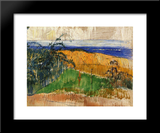 View Of The Beach At Bellangenai 20x24 Black Modern Wood Framed Art Print Poster by Gauguin, Paul