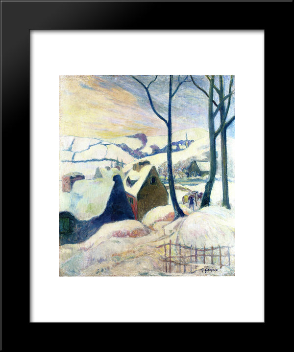 Village In The Snow 20x24 Black Modern Wood Framed Art Print Poster by Gauguin, Paul