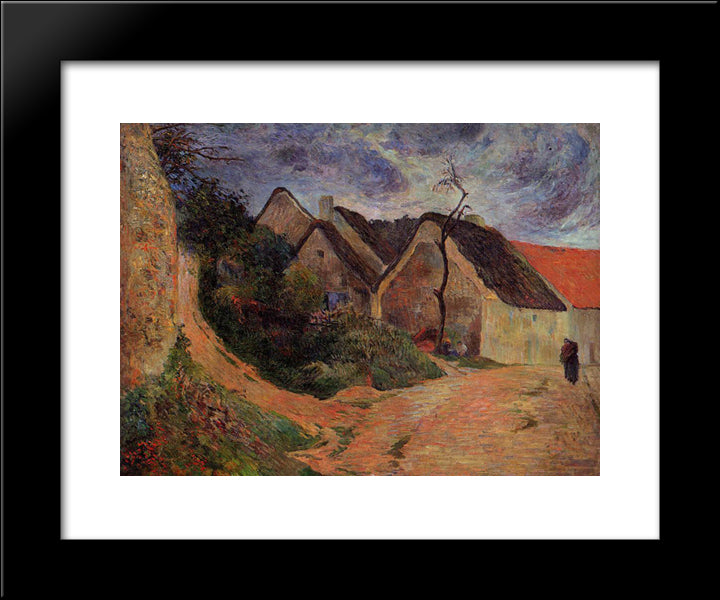 Village Street, Osny 20x24 Black Modern Wood Framed Art Print Poster by Gauguin, Paul