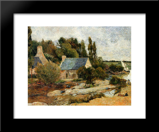 Washerwomen At Pont-Aven 20x24 Black Modern Wood Framed Art Print Poster by Gauguin, Paul