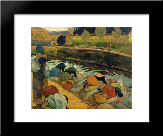 Washerwomen At Roubine Du Roi 20x24 Black Modern Wood Framed Art Print Poster by Gauguin, Paul