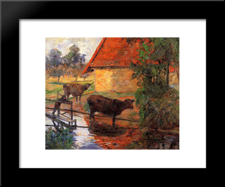 Watering Place 20x24 Black Modern Wood Framed Art Print Poster by Gauguin, Paul