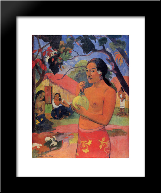 Woman Holding A Fruit 20x24 Black Modern Wood Framed Art Print Poster by Gauguin, Paul