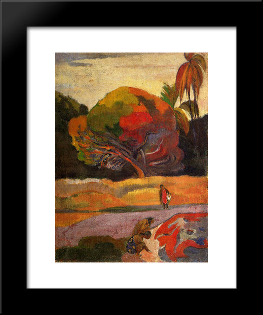 Women At The Riverside 20x24 Black Modern Wood Framed Art Print Poster by Gauguin, Paul