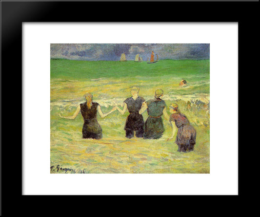 Women Bathing (Dieppe) 20x24 Black Modern Wood Framed Art Print Poster by Gauguin, Paul