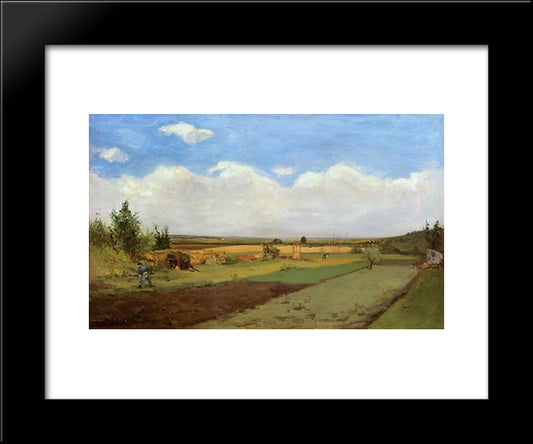 Working The Land 20x24 Black Modern Wood Framed Art Print Poster by Gauguin, Paul