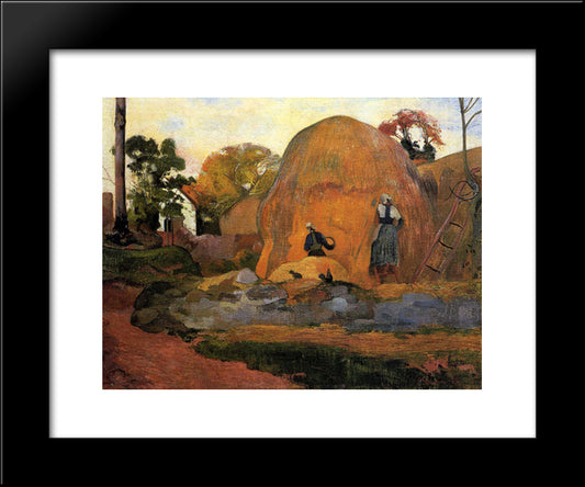 Yellow Haystacks (Golden Harvest) 20x24 Black Modern Wood Framed Art Print Poster by Gauguin, Paul