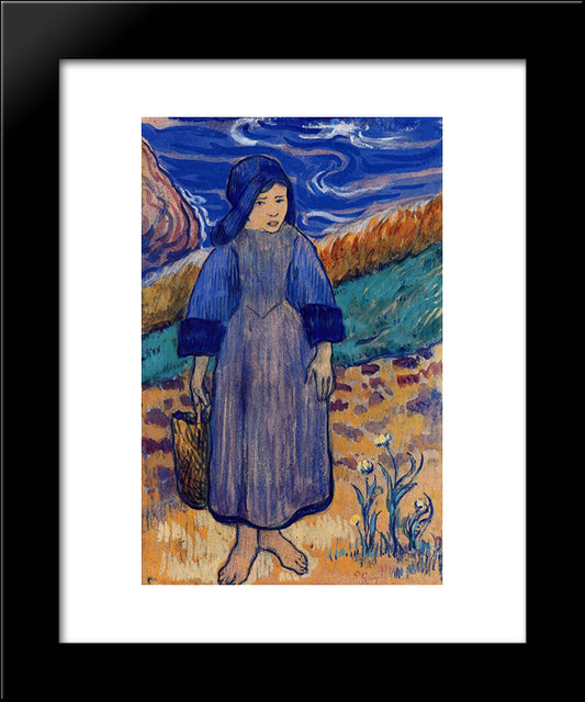 Young Breton By The Sea 20x24 Black Modern Wood Framed Art Print Poster by Gauguin, Paul