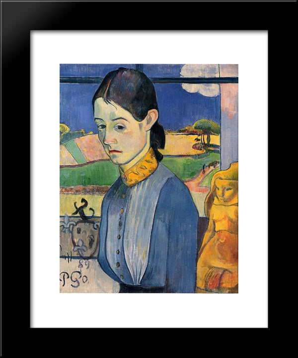 Young Breton Woman 20x24 Black Modern Wood Framed Art Print Poster by Gauguin, Paul